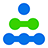 A bold green and blue icon for Ventures, with a series of connected dots representing our focus on partnership.
