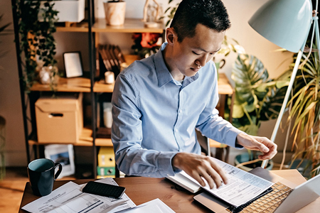A man working at his desk