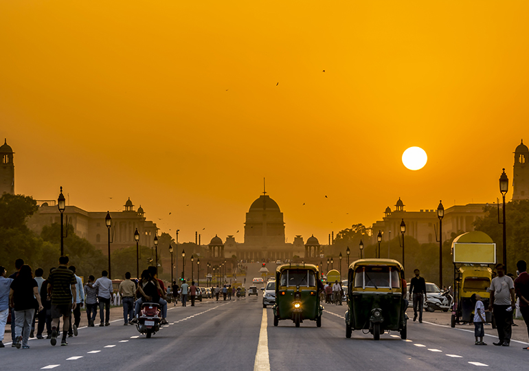 Sunset behind the President Residence, New Delhi