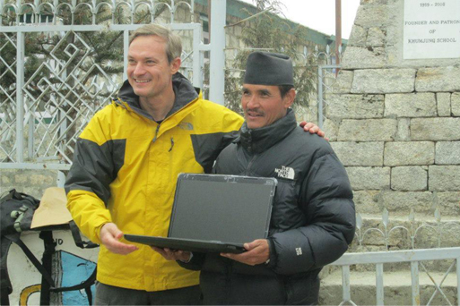 Horacio Galanti with Mr. Mahendra Kathet, Headmaster of the Khumjung School