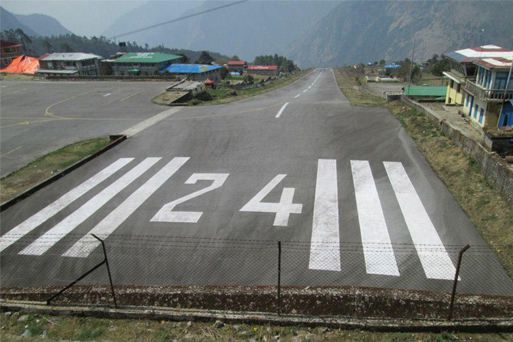 Tenzing-Hillary Airport in Lukla, with its sloping runway