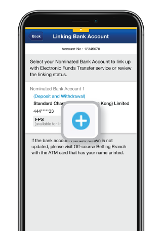 Tap “+” to link your Standard Chartered bank account