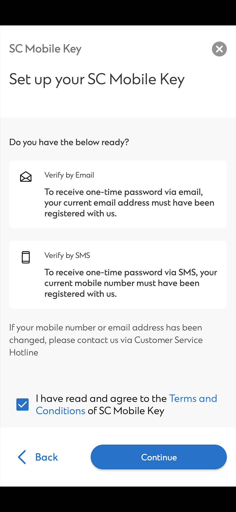 How to register SC Mobile Key Step 2