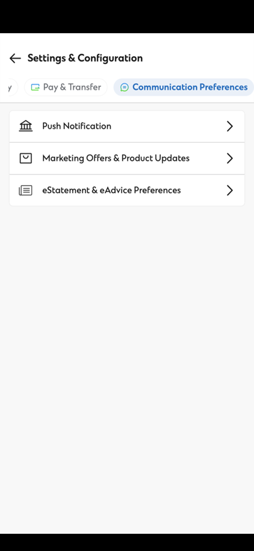Tap the desired statement to subscribe for eStatements.