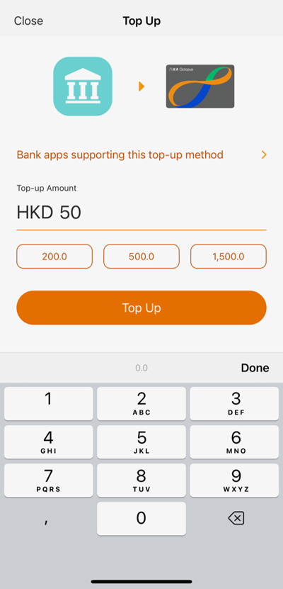Enter top-up amount
