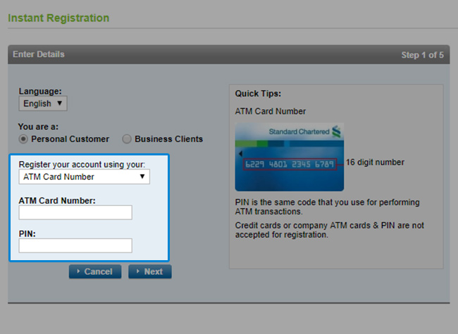 Register Online Banking via Online Banking page Step 4