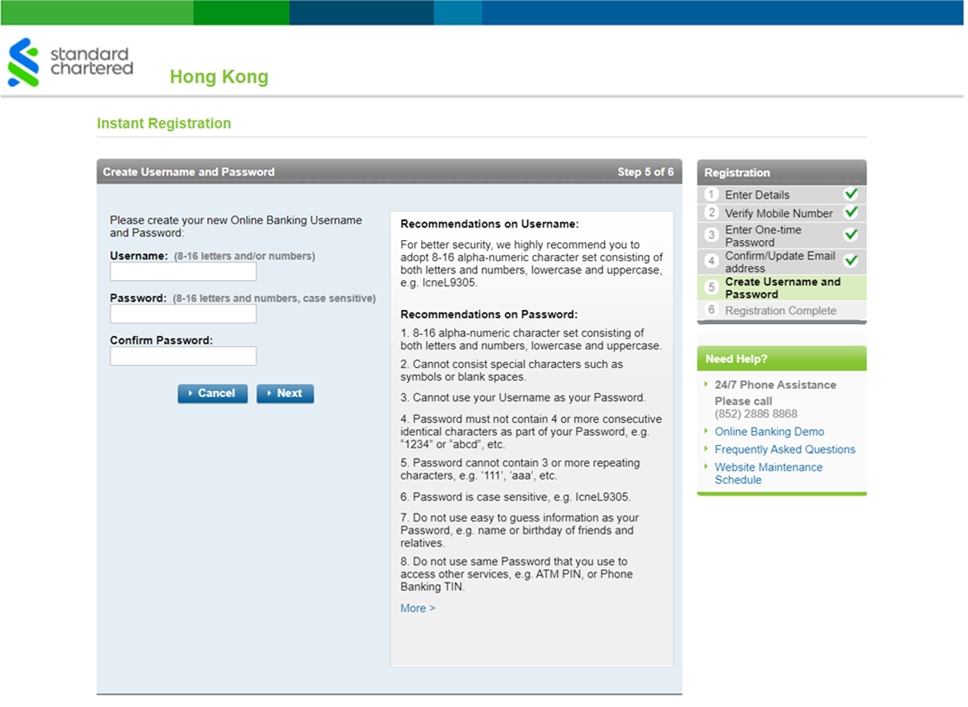 Register Online Banking via Online Banking page Step 7