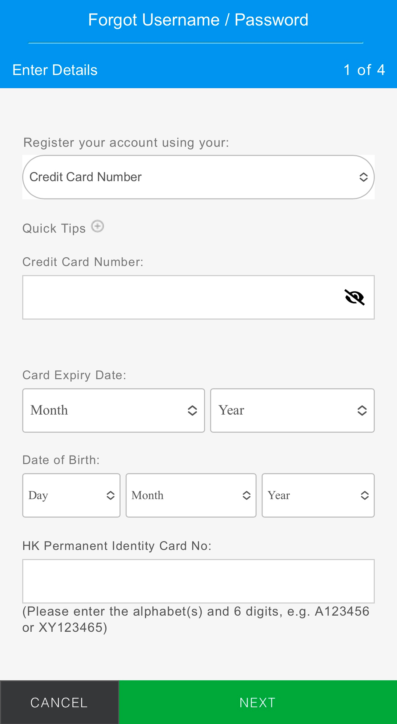 Reset login details Step 3 - Option 1
