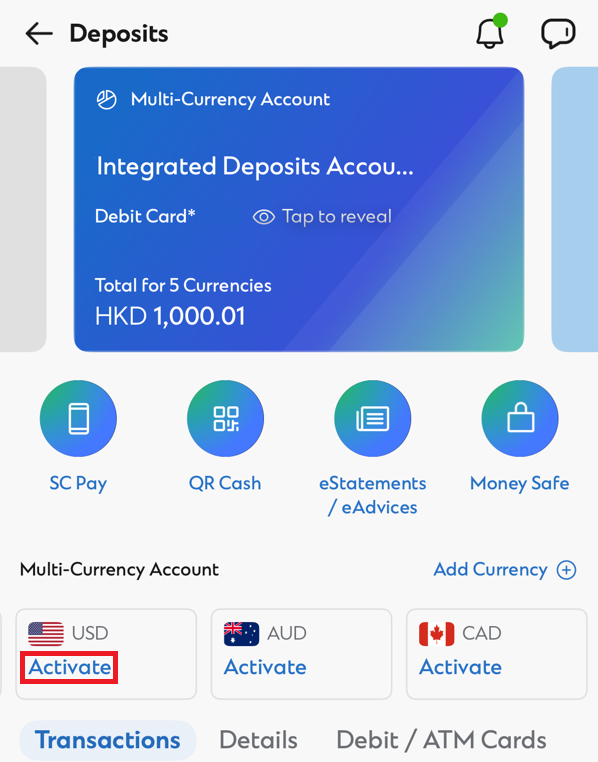 SC Mobile Make an FX transfer Step 1