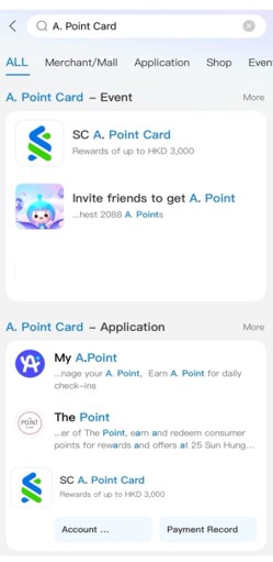 step 1 - Go to A. Point Card Mini App