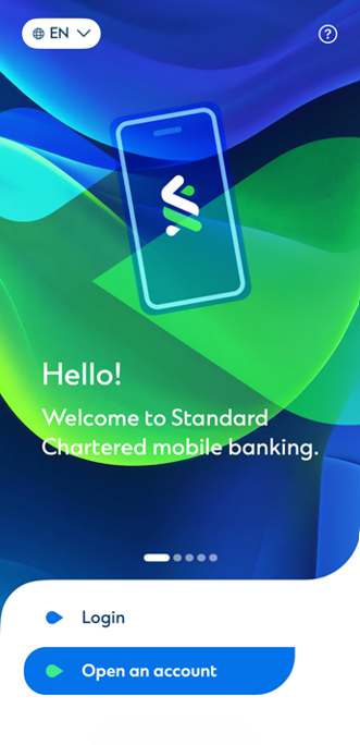 Step 1 - Download and open SC Mobile App, select “Open an account” and then input your contact details​