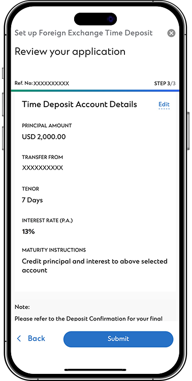How to set up Foreign Exchange Time Deposits via SC Mobile App Step 5