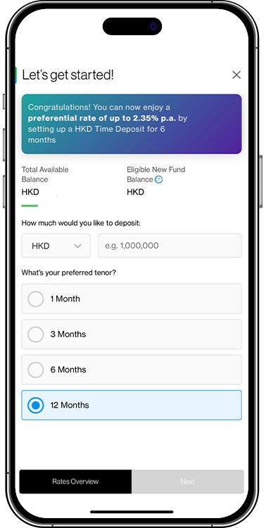 Screenshot of time deposit opening step 4 on SC Mobile