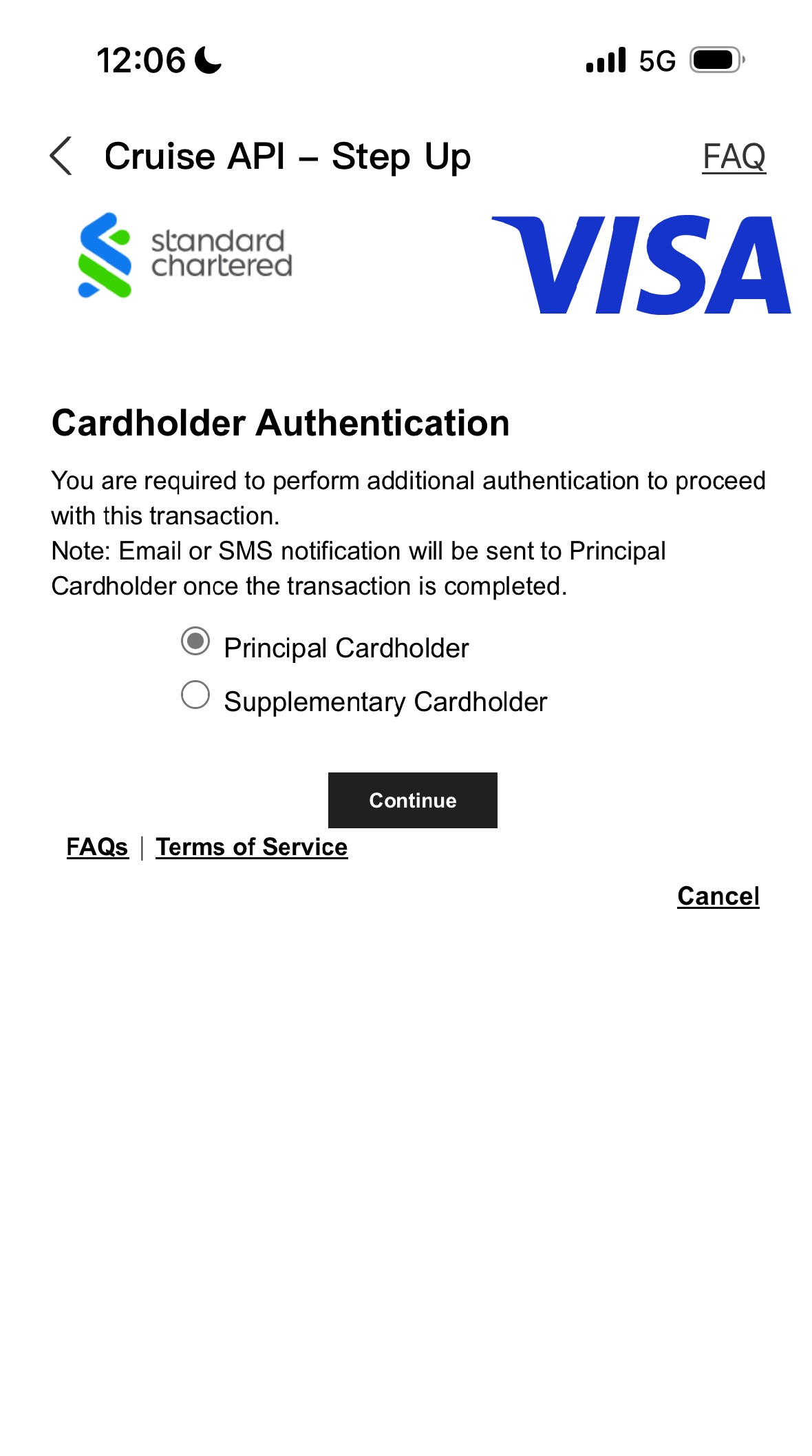 Additional Authentication for Credit Card Online Transactions Step 1
