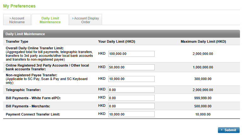 Update Transfer Limits on Online Banking