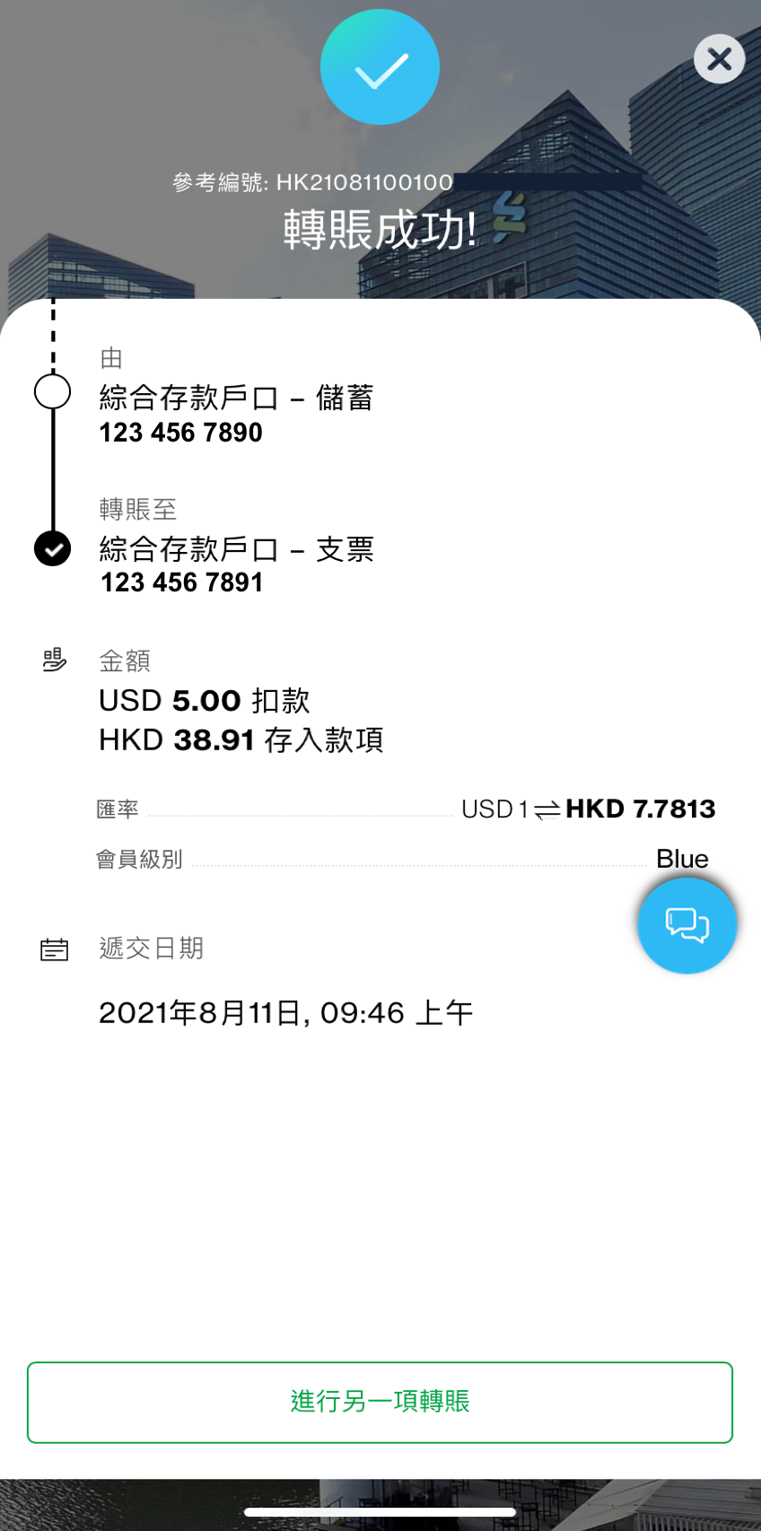轉賬已遞交！