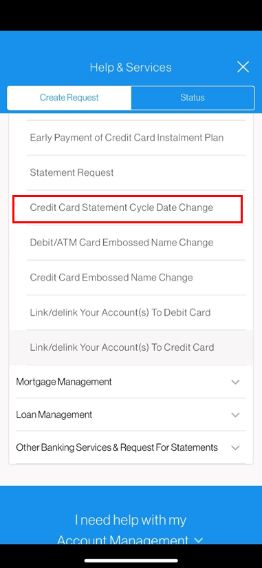 Sc sg cc statement cycle date change step