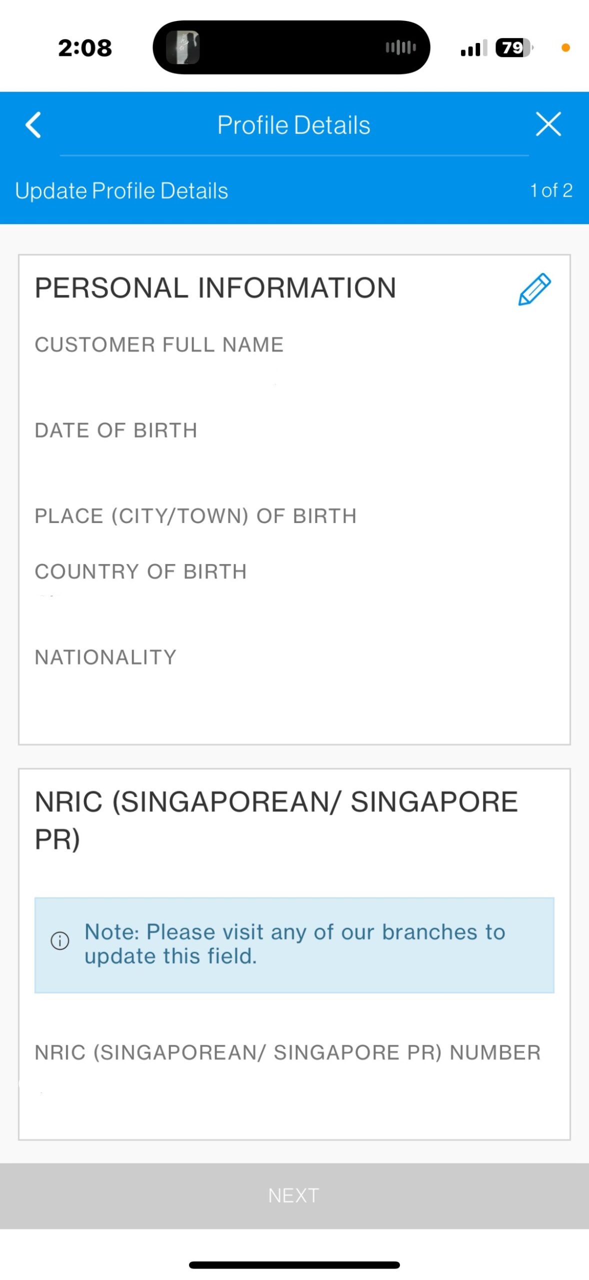 update your profile details