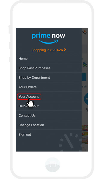 Choose “Your Account” option on the Menu