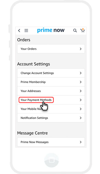 Click "Your Payment Methods" under Account Settings.
