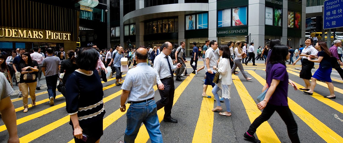crowd using crossroads