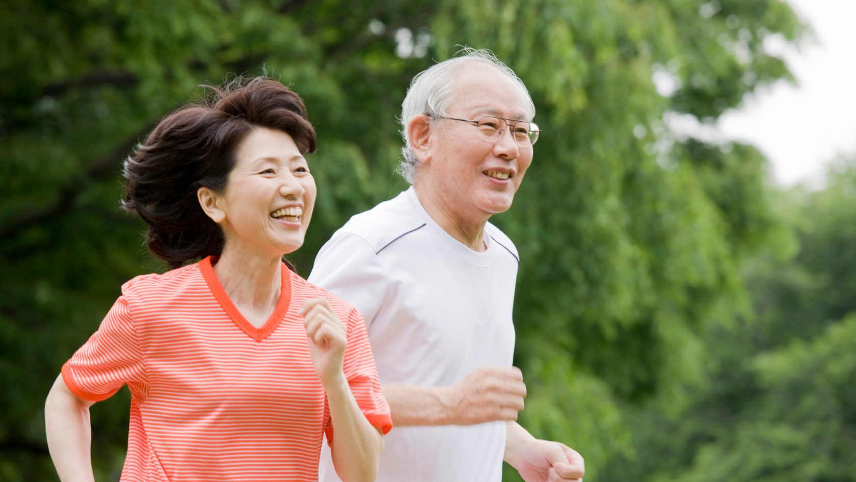 Two people running