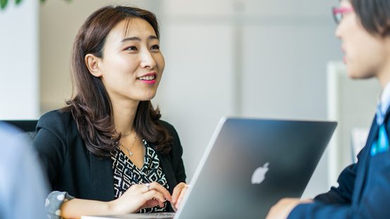 woman using laptop