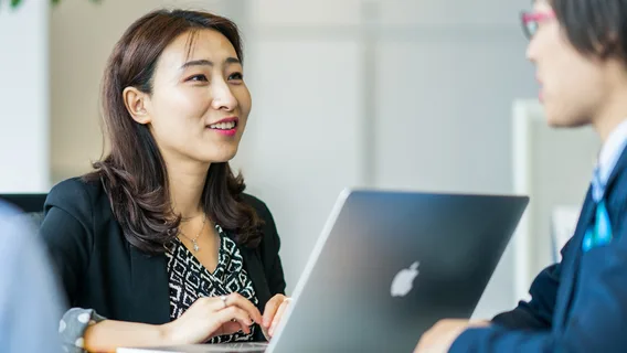 woman using laptop