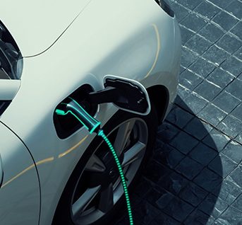 A charging electric vehicle.