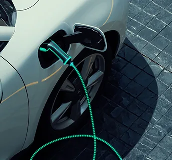 A charging electric vehicle.