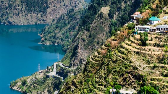A hydro-electric project on a lake in India.