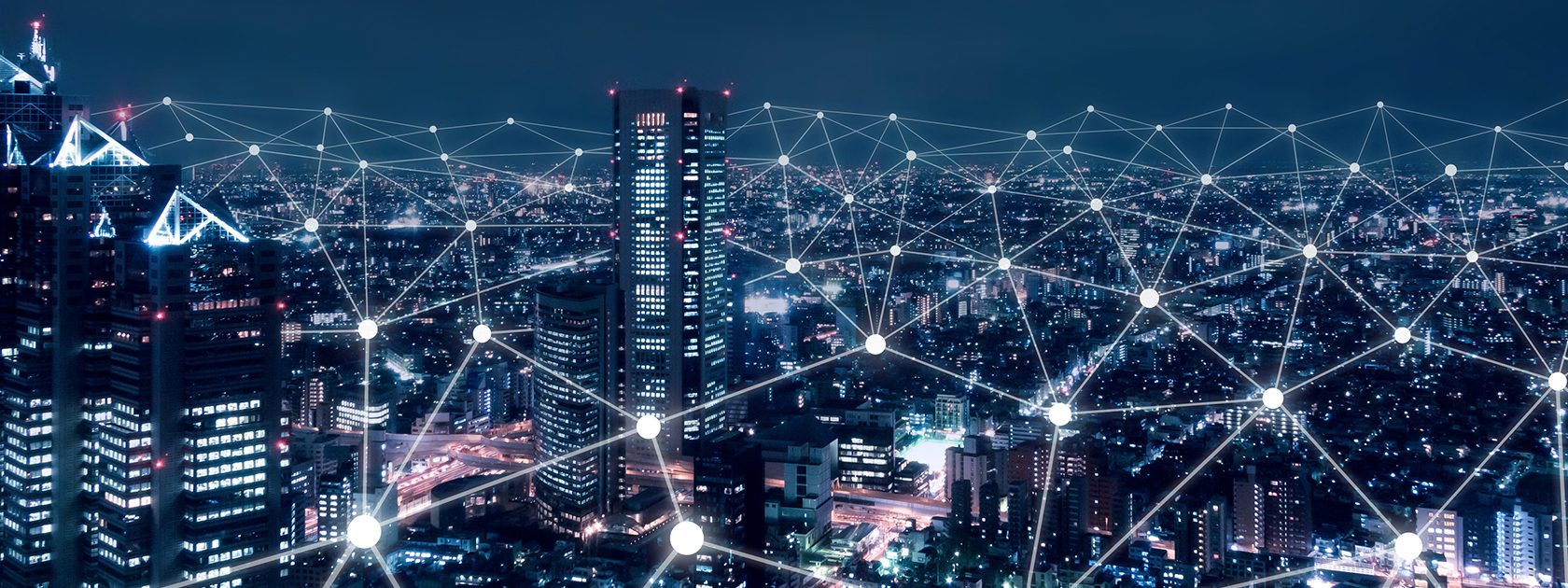 Digitised cityscape at night