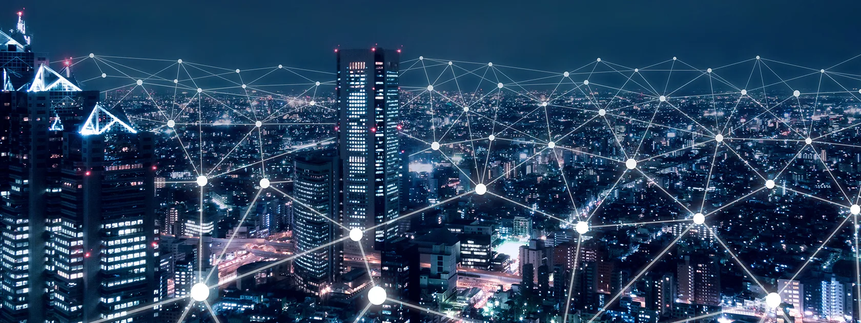Digitised cityscape at night
