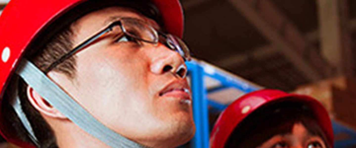 man wearing hard hat