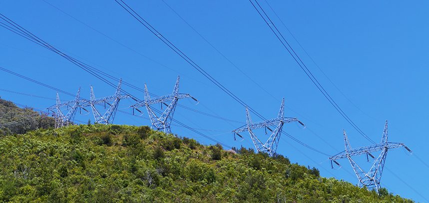 Power lines overhead in Australia.