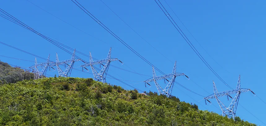 Power lines overhead in Australia.