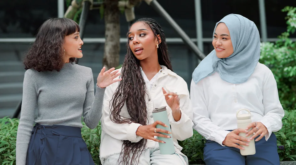 three women chatting