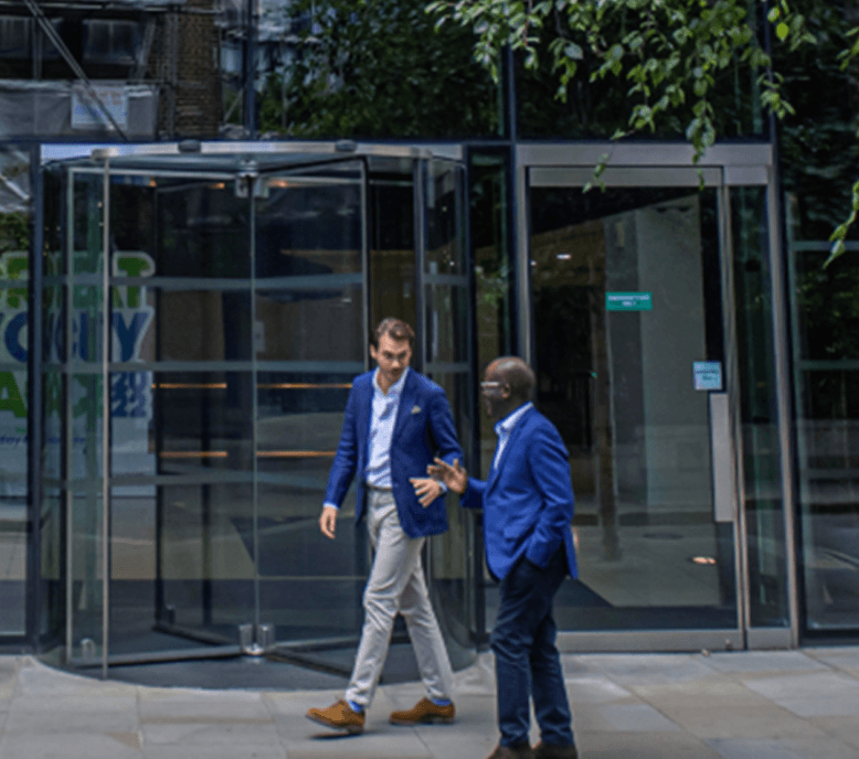 Colleagues outside HQ