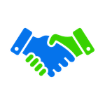 Icon showing cooperation with a handshake