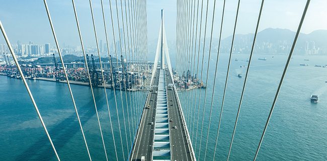 A bridge stretching to an island