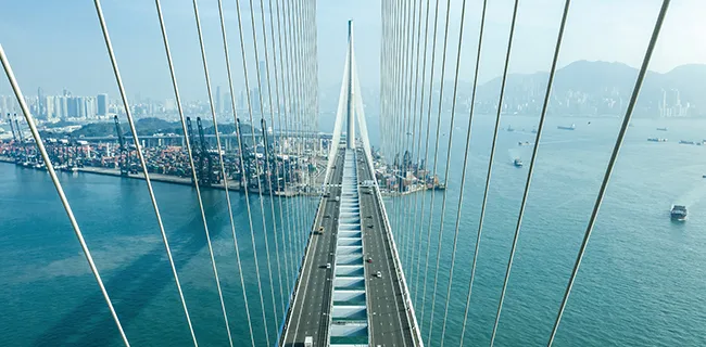 A bridge stretching to an island