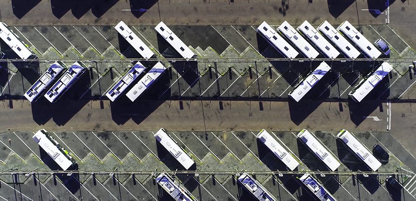 Electric buses charging.