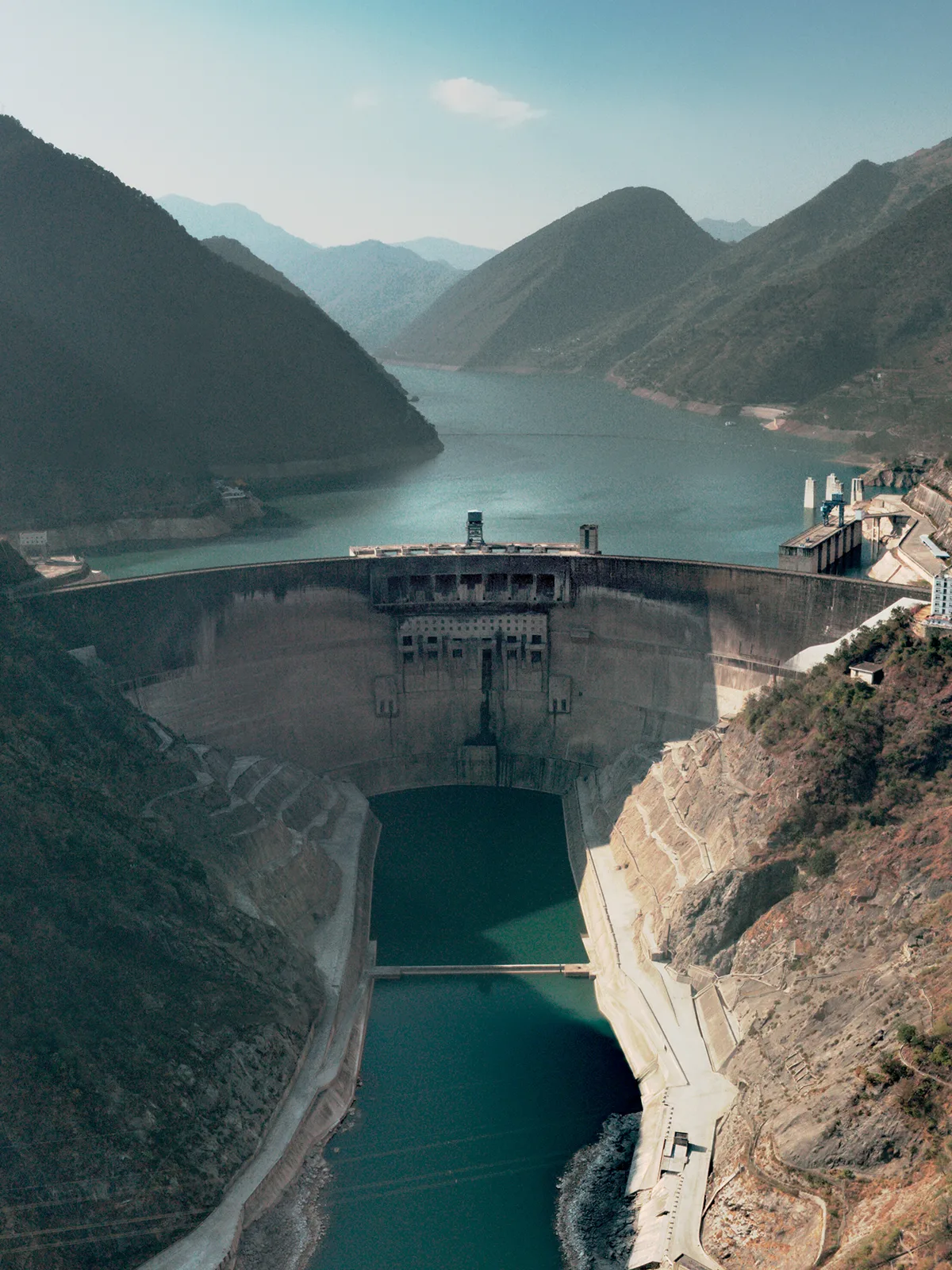 A dam over a river.