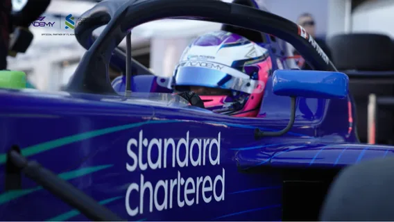 F1 car with standard chartered logo