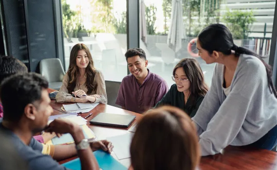 young people on the meeting