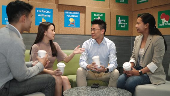 A group of people talking