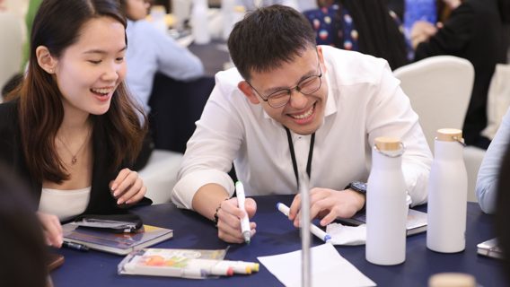 Employee at an event