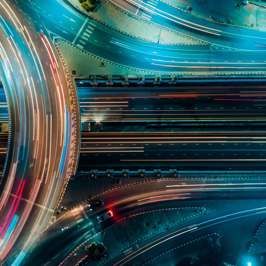 Roads with cars and lights