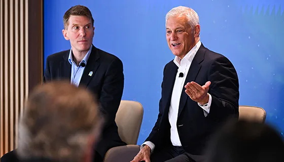 Manus Costello (L) and Bill Winters on Day 1 of the 2026 Standard Chartered Investor Event.