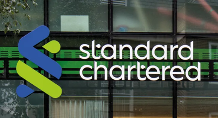 The front of Standard Chartered headquarters on Basinghall Avenue in London.
